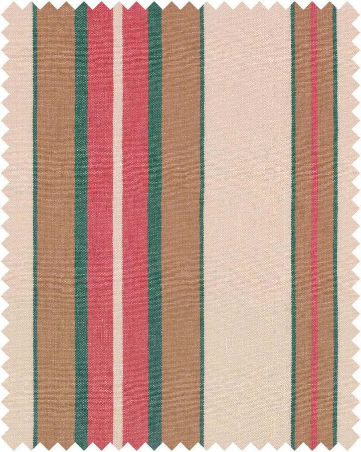Mind The Gap Fabric HERINA STRIPE Heavy Linen (FB00056) | FB00056 | TRANSYLVANIAN ROOTS | Brown, Green, Red, White | Fabric Carolina | https://www.fabriccarolina.com/