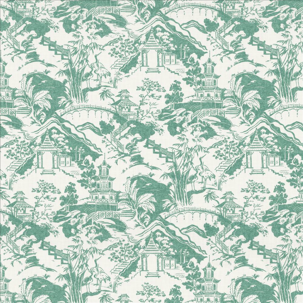Himari Toile Seafoam  by Kasmir Designer Fabric 1464 100% Cotton
 SPAIN 30,000 Wyzenbeek Double Rubs Horizontal: 27 inches and Vertical: 27 inches 54  - Swanky Fabrics -