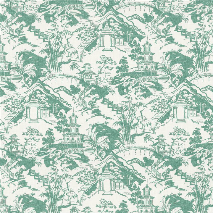 Himari Toile Seafoam  by Kasmir Designer Fabric 1464 100% Cotton
 SPAIN 30,000 Wyzenbeek Double Rubs Horizontal: 27 inches and Vertical: 27 inches 54  - Swanky Fabrics -