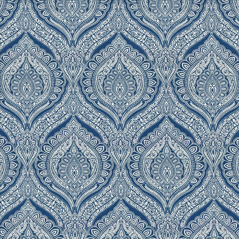 Impromptu Cobalt by Kasmir Designer Fabric 5115 100% Cotton
 SPAIN 100,000 Wyzenbeek Double Rubs </p><p>Repeat: Horizontal: 13 4/8 inches and Vertical: 27 inches 54 - Swanky Fabrics -