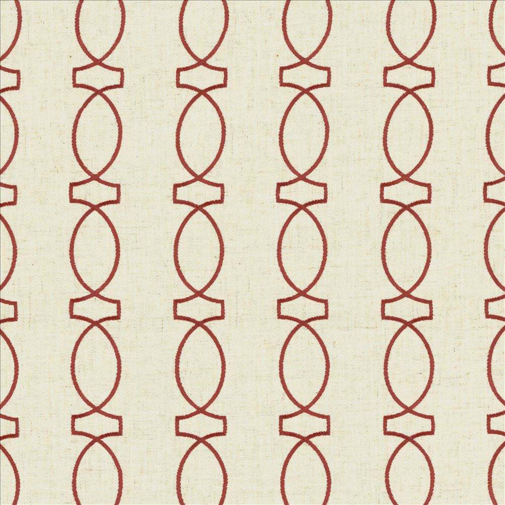 In Order Coral by Kasmir Designer Fabric 5146 85% Polyester
11% Rayon
4% Linen
 CHINA </p><p>Repeat: Horizontal: 3 4/8 inches and Vertical: 4 inches 53 - Swanky Fabrics -