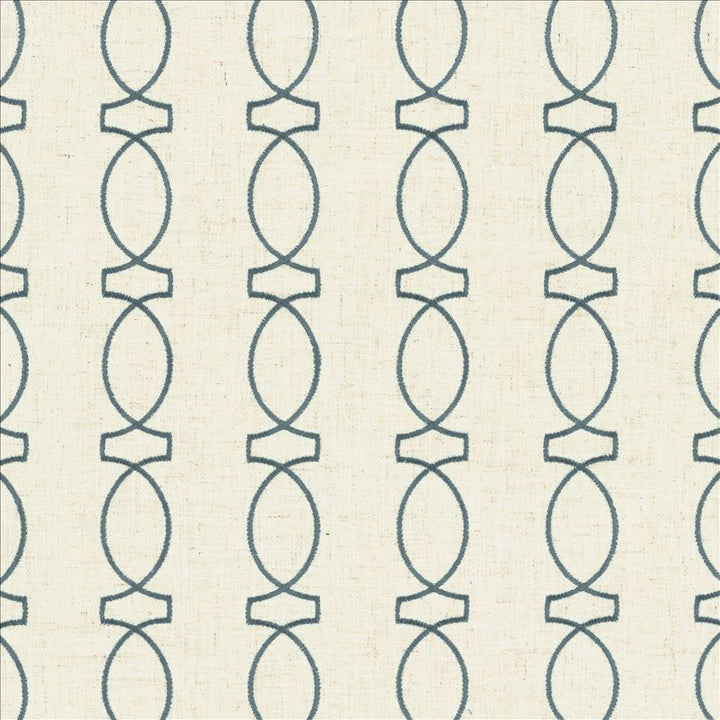 In Order Lake by Kasmir Designer Fabric 5143 85% Polyester
11% Rayon
4% Linen
 CHINA </p><p>Repeat: Horizontal: 3 4/8 inches and Vertical: 4 inches 53 - Swanky Fabrics -