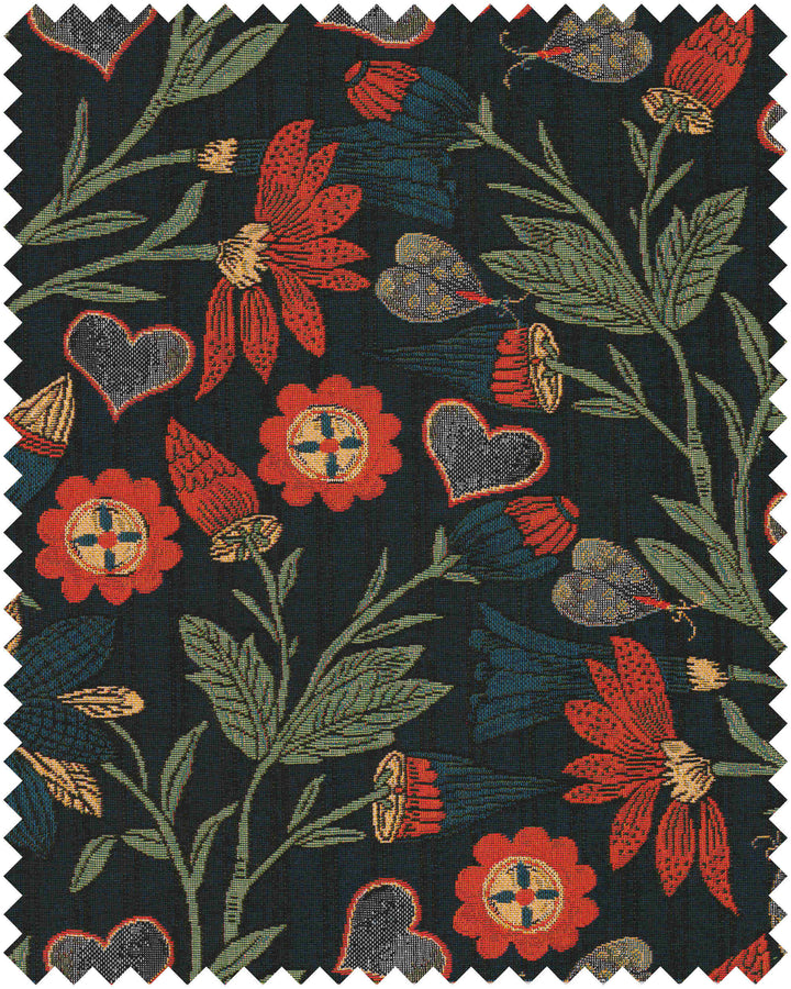 INFLORESCENCE Woven Fabric (FB00194) by Mind The Gap | FB00194 | TRANSYLVANIAN RHAPSODY | Taupe, Blue, Red | Meter | 145(±5%)x100 | (W)37.5 x (L)41.5cm / (W)14.7 x (L)16.3 in | Tumble Wash | 10% Acrylic, 74% Cotton, Other Fibers | Fabric Carolina | https://www.fabriccarolina.com/
