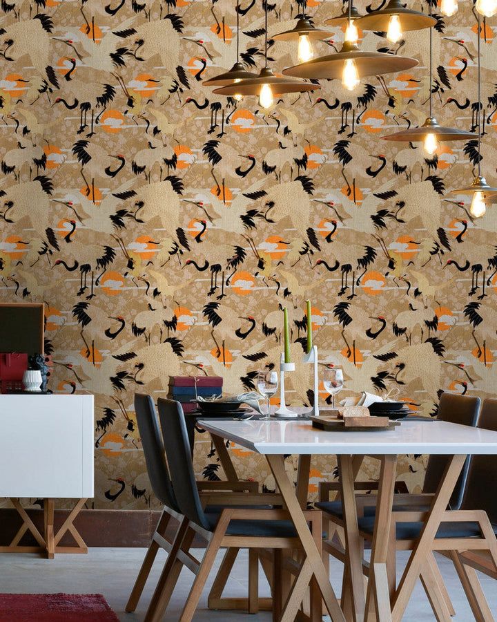Birds Of Happiness Wallpaper by Mind the Gap Designer Wallpaper THE WALLPAPER COLLECTABLES Textured Matte Made in Europe Paste the wall 3 rolls x 20.5 x 3.25 yards - Swanky Fabrics -