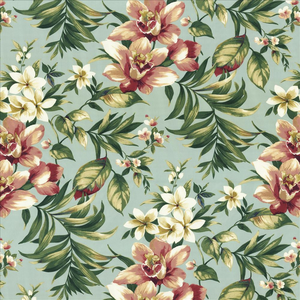 Kaanapali Capri Blue by Kasmir Designer Fabric 5082 100% Cotton SOUTH KOREA 35,000 Wyzenbeek Double Rubs Horizontal: 27 inches and Vertical: 25 2/8 inches 54 - Swanky Fabrics -