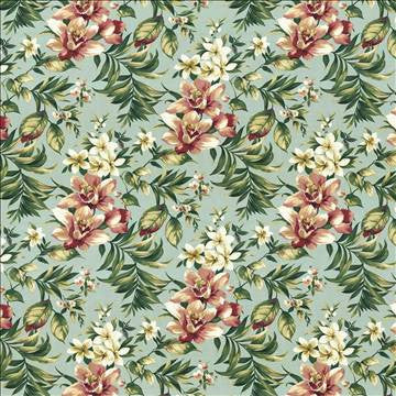 Kaanapali Capri Blue by Kasmir Designer Fabric 5082 100% Cotton SOUTH KOREA 35,000 Wyzenbeek Double Rubs H: 27 inches, V: 25 2/8 inches 54 - Swanky Fabrics - Kasmir