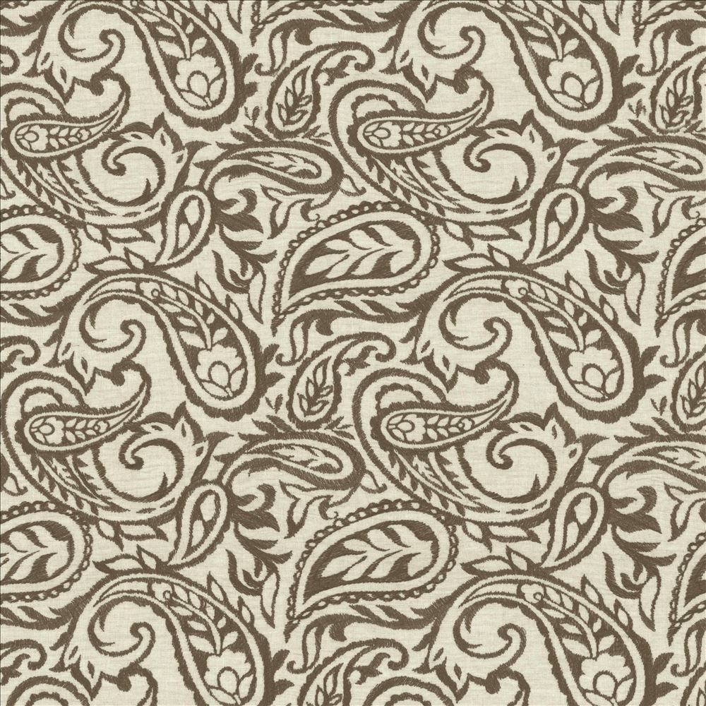Kahala Paisley Earth  by Kasmir Designer Fabric 1450 52% Linen
48% Cotton
 INDIA Not Tested Horizontal: 17 inches and Vertical: 14 7/8 inches 51  - Swanky Fabrics -