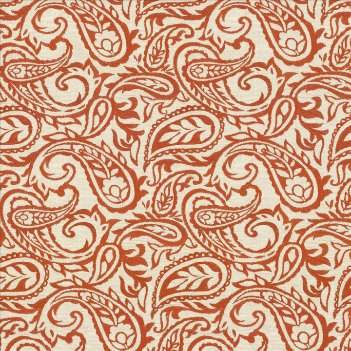 Kahala Paisley Paprika by Kasmir Designer Fabric 1450 52% Linen 48% Cotton INDIA Not Tested Horizontal: 17 inches and Vertical: 14 7/8 inches 54 - Swanky Fabrics -