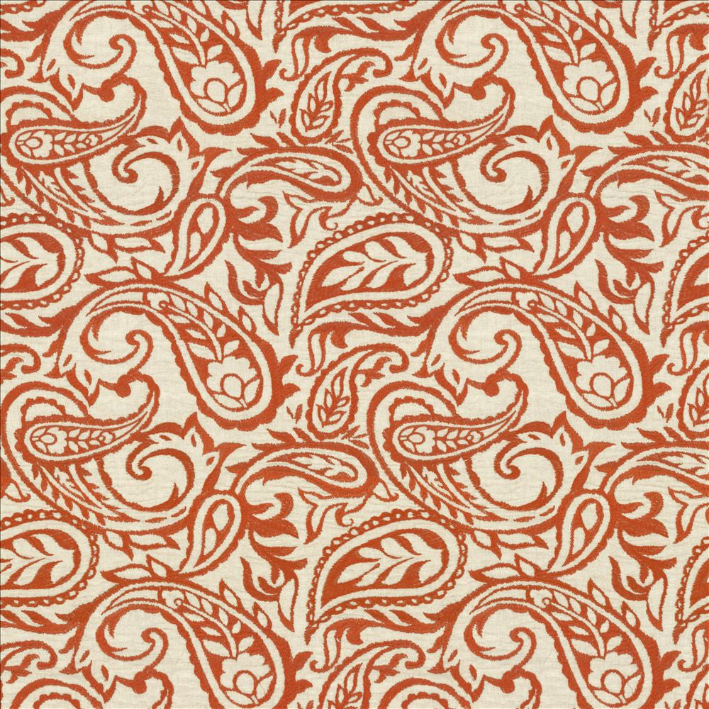 Kahala Paisley Paprika by Kasmir Designer Fabric 1450 52% Linen
48% Cotton
 INDIA Not Tested </p><p>Repeat: Horizontal: 17 inches and Vertical: 14 7/8 inches 51 - Swanky Fabrics -