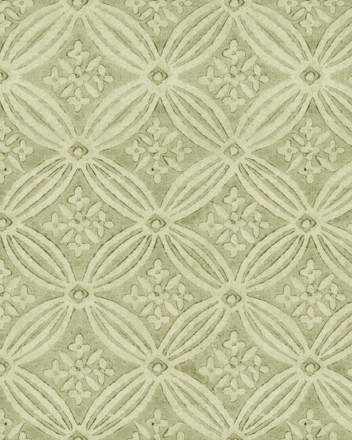 Kalamkari Jade Wallpaper by Mind the Gap Designer Wallpaper THE WALLPAPER COMPENDIUM 2 Satin Matte Made in Europe Paste the wall 1 roll x 20.5 x 10.9 yards - Swanky Fabrics -