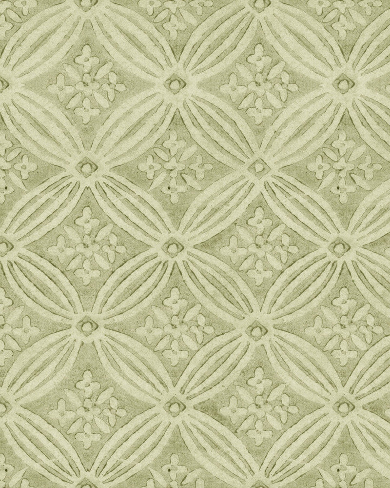 Mind The Gap Wallpaper KALAMKARI Jade Wallpaper (WP30115) | WP30115 | THE WALLPAPER COMPENDIUM 2 | 1 roll x 20.5 x 393.7 in | 0.52m / 20.5in | 10m / 393.7in | 5.20mp | 50cm / 19.6in | Green, Taupe | Satin Matte | Paste the wall | 1-roll in a box | Fabric Carolina | https://www.fabriccarolina.com/