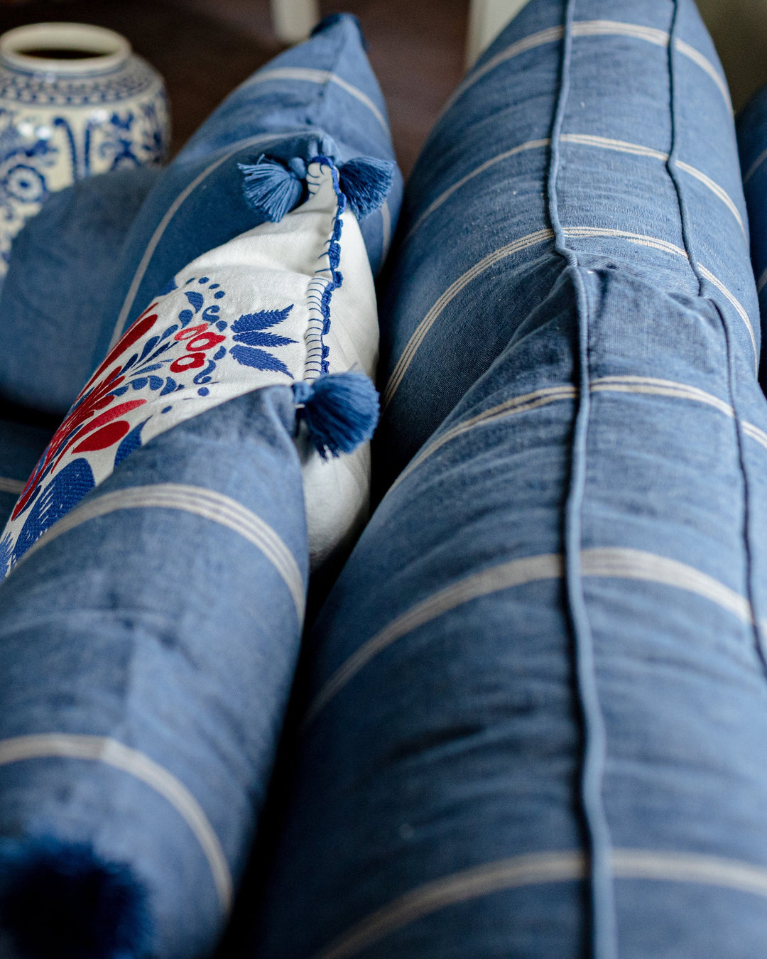 Katalin Stripe heavy linen fabric by Mind the Gap (FB00055), view 3
