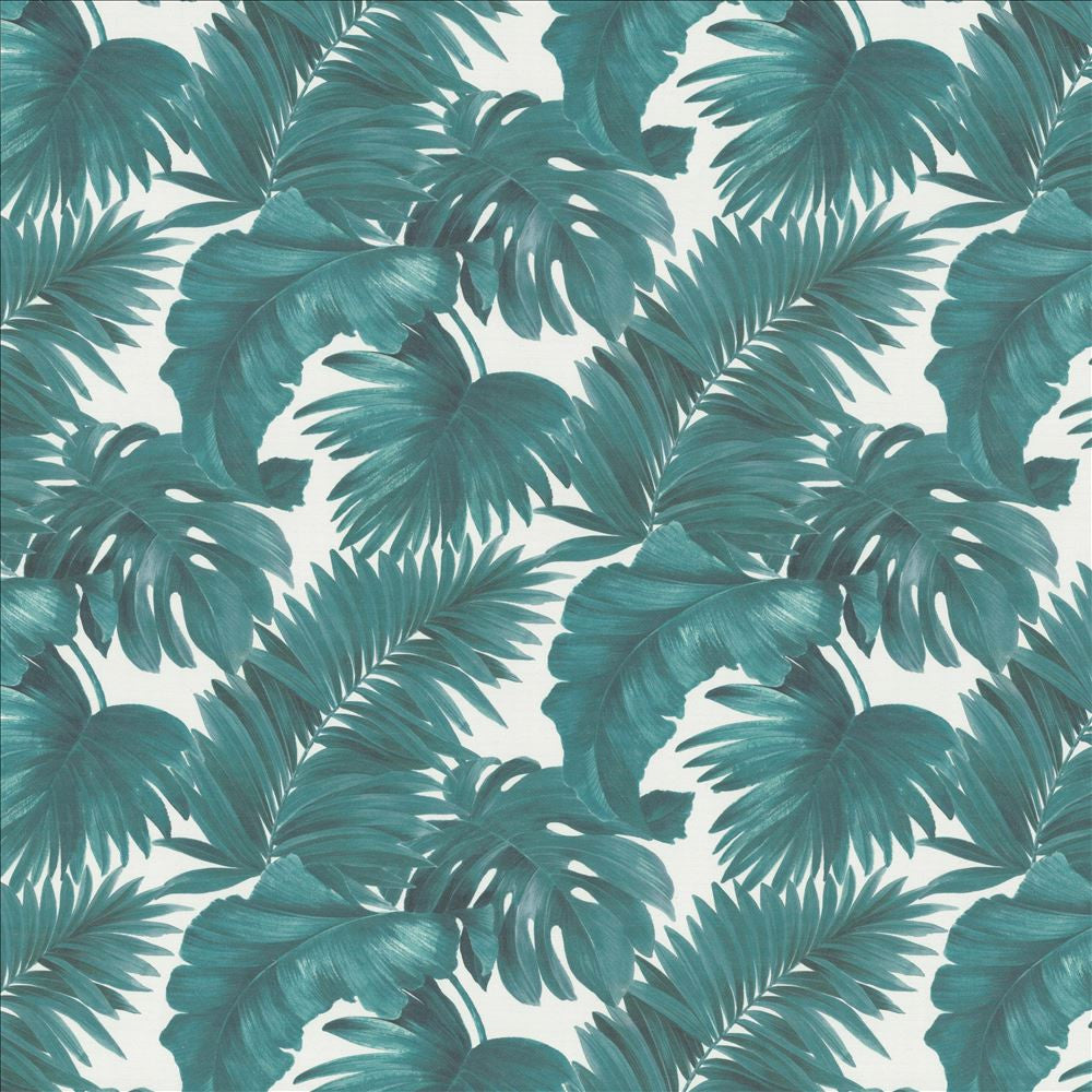 Keanu Palm 55 Peacock  by Kasmir Designer Fabric 1453 65% Polyester
35% Cotton
 SPAIN 40,000 Martindale Cycles Horizontal: 27 5/8 inches and Vertical: 24 4/8 inches 55  - Swanky Fabrics -