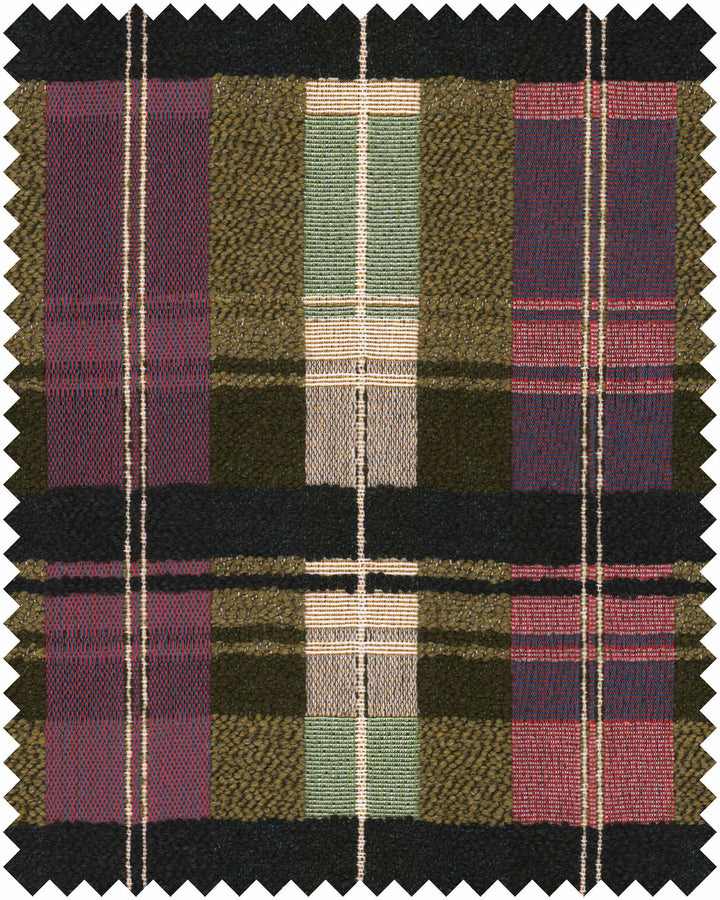 KERSCHDORF Plaid Foliage Woven Fabric (FB00198) by Mind The Gap | FB00198 | TRANSYLVANIAN RHAPSODY | Taupe, Black, Green, Purple | Meter | 145(±5%)x100 | (W)36.5 x (L)33.5cm / (W)14.3 x (L)13.1 in | Tumble Wash | 29% Acrylic, 33% Cotton, Other Fibers | Fabric Carolina | https://www.fabriccarolina.com/