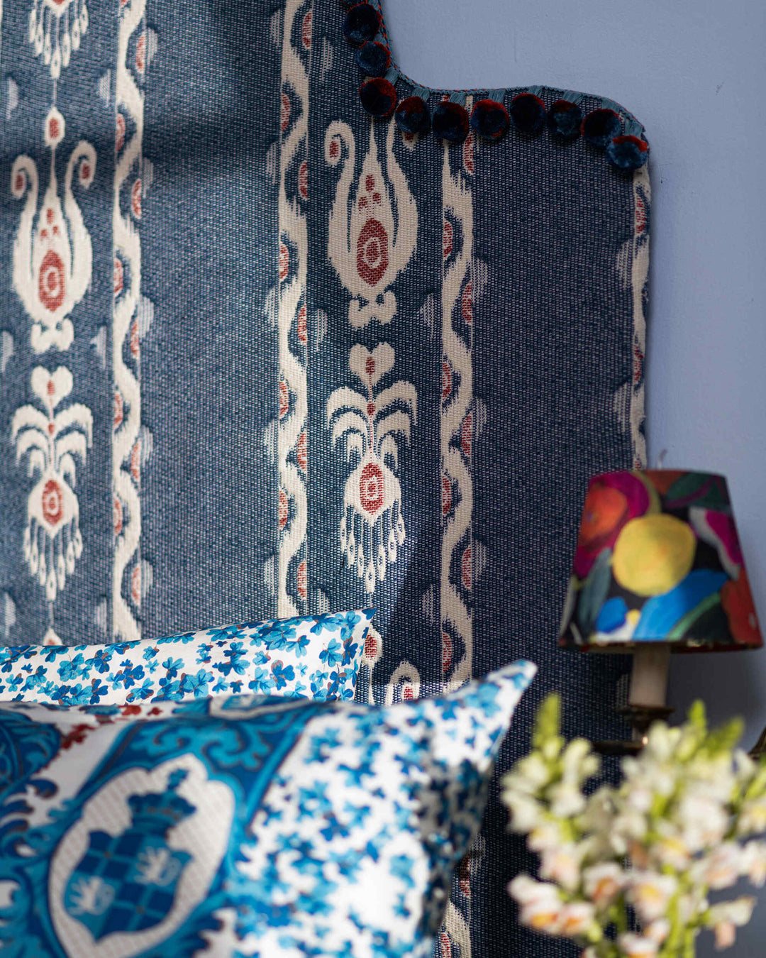 KIRALY Indigo Woven Fabric (FB00190) by Mind The Gap | FB00190 | TRANSYLVANIAN RHAPSODY | Blue, White, Red | Meter | 130(±5%)x100 | (W)33.5 x (L)46.5cm / (W)13.1 x (L)18.3 in | Tumble Wash | 40% Wool, Other Fibers, 20% Cotton | Fabric Carolina | https://www.fabriccarolina.com/