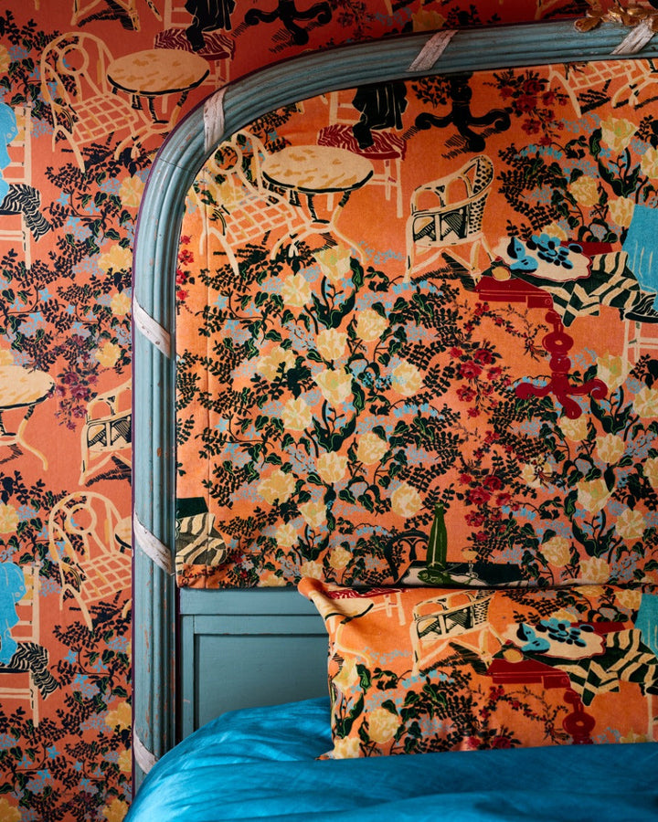 La Brasseria Salmon velvet fabric by Mind the Gap (FB00129), view 2