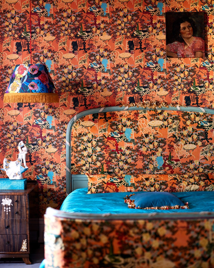 La Brasseria Salmon velvet fabric by Mind the Gap (FB00129), view 3