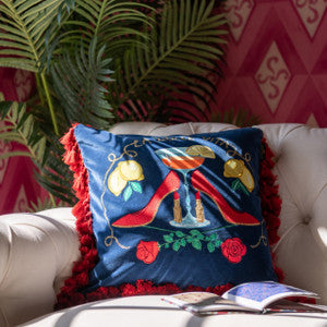 Mind the Gap Pillow Mind The Gap LA DOLCE VITA Embroidered Velvet Cushion (LC40211)
