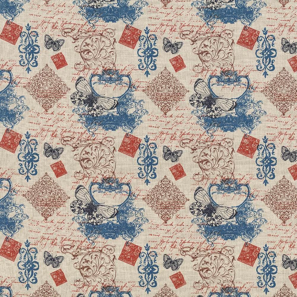 La Mariposa Turquoise by Kasmir Designer Fabric 5065 70% Cotton 30% Linen USA 15,000 Wyzenbeek Double Rubs Horizontal: 13 4/8 inches and Vertical: 13 4/8 inches 54 - Swanky Fabrics -