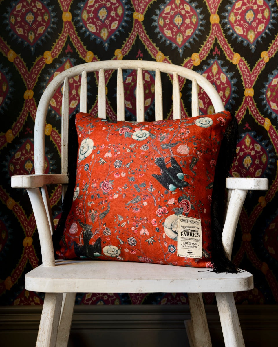 Black Bird linen pillow by Mind the Gap (LC40003), view 5
