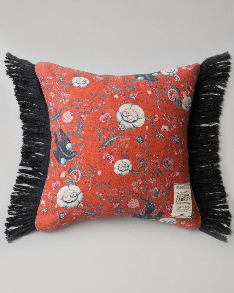 Black Bird linen pillow by Mind the Gap (LC40003), front