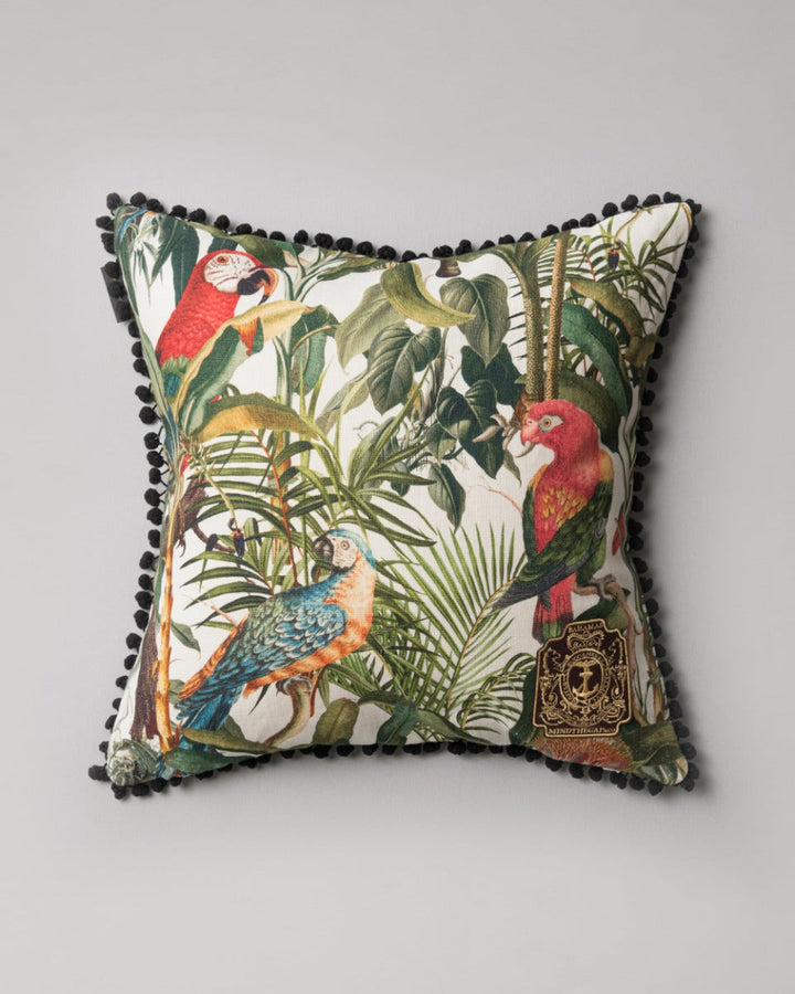 Parrots Of Brasil linen pillow by Mind the Gap (LC40017), front