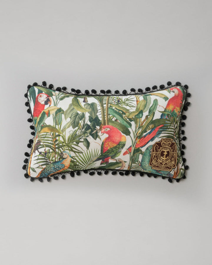 Parrots Of Brasil linen pillow by Mind the Gap (LC40025), front