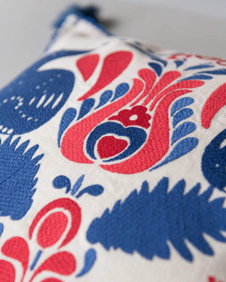 Folk Embroidery linen embroidered pillow by Mind the Gap (LC40080), view 5