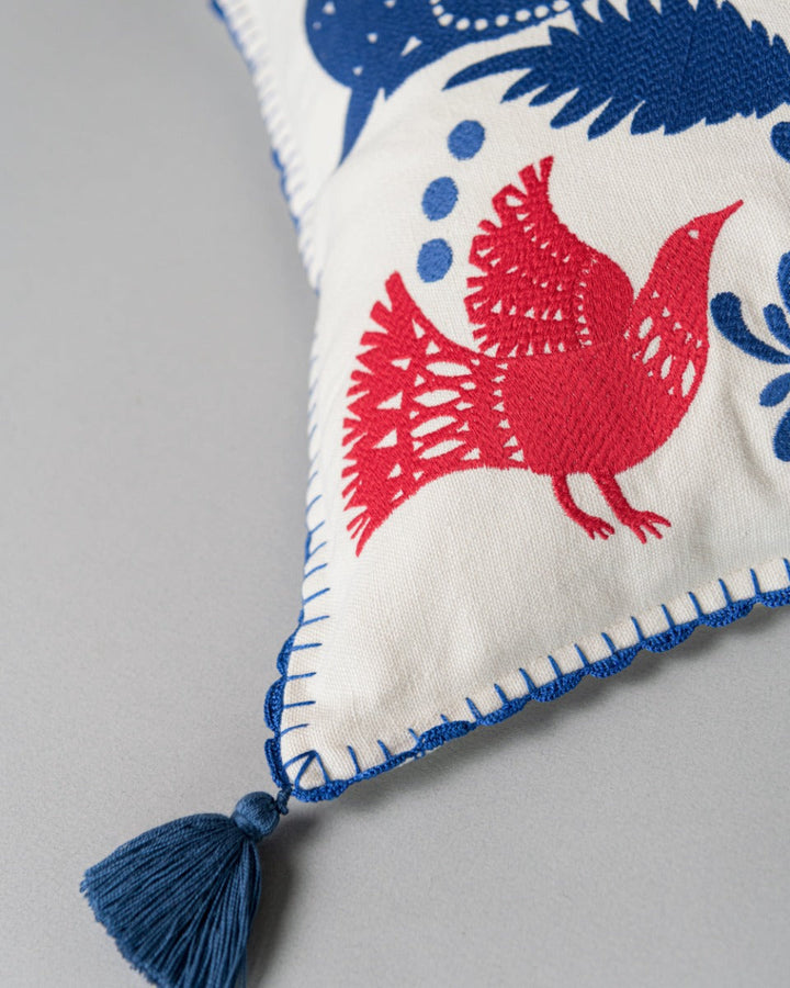 Folk Embroidery linen embroidered pillow by Mind the Gap (LC40080), view 3