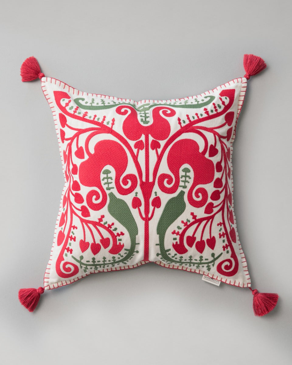 Transylvanian Suzani linen embroidered pillow by Mind the Gap (LC40083), front
