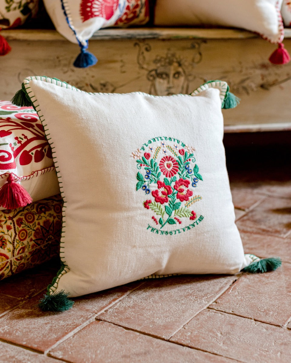 Transsilvaniae Florilegium linen embroidered pillow by Mind the Gap (LC40084), view 5