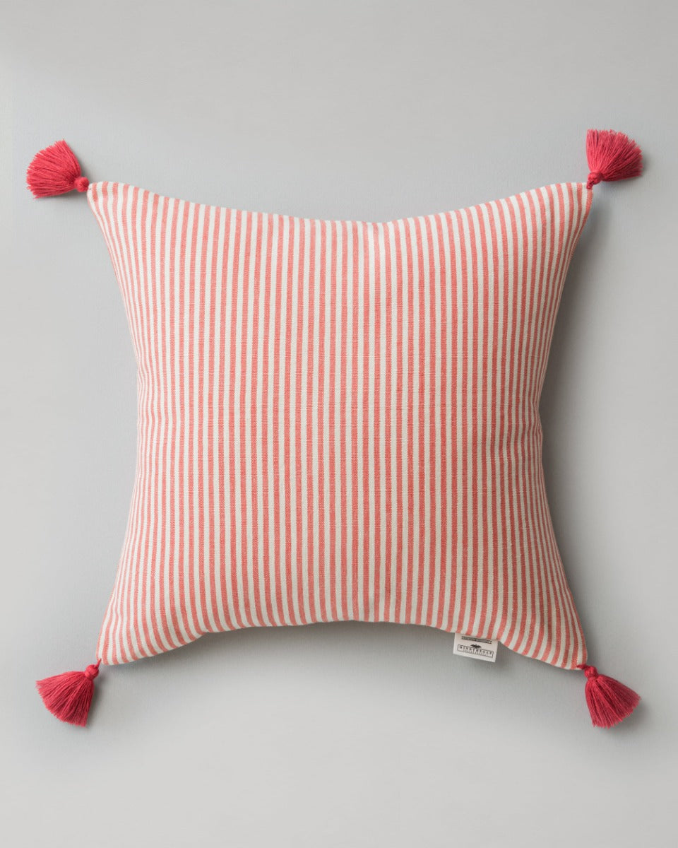 Rhubarb Stripe heavy linen pillow by Mind the Gap (LC40097), view 2