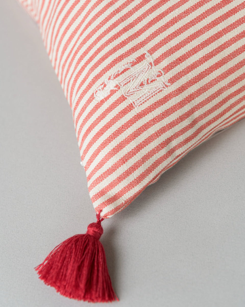 Rhubarb Stripe heavy linen pillow by Mind the Gap (LC40097), view 3