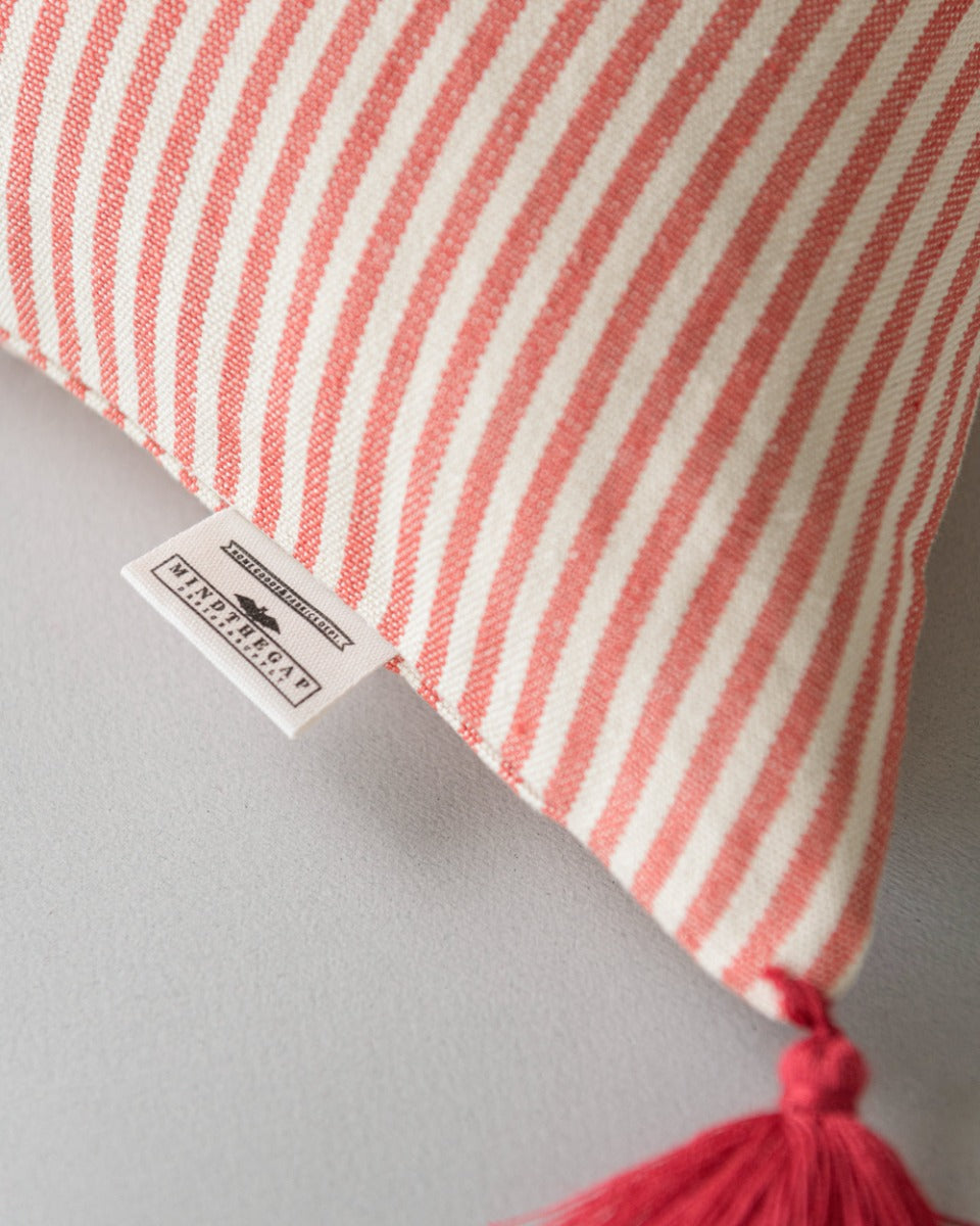 Rhubarb Stripe heavy linen pillow by Mind the Gap (LC40097), view 4