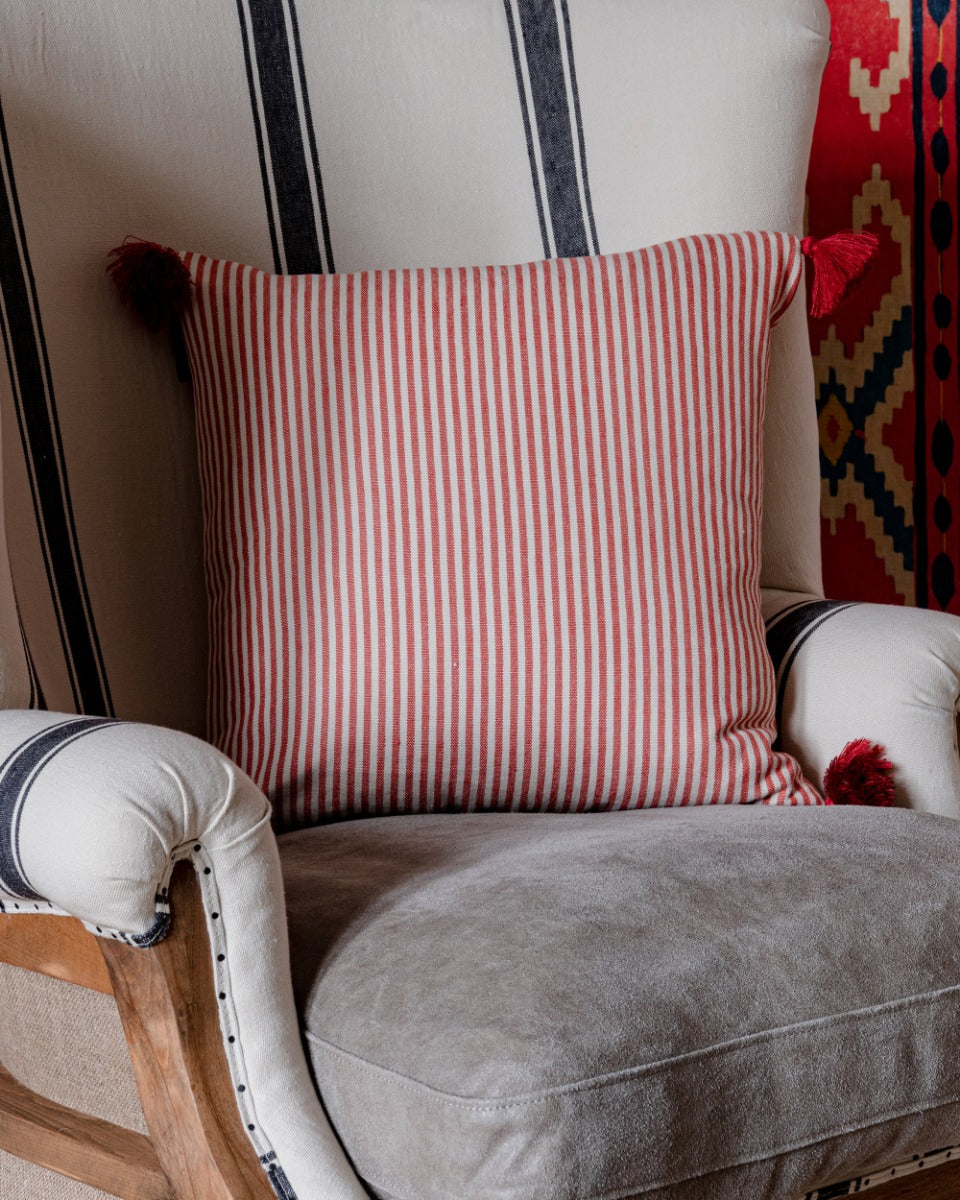 Rhubarb Stripe heavy linen pillow by Mind the Gap (LC40097), view 5