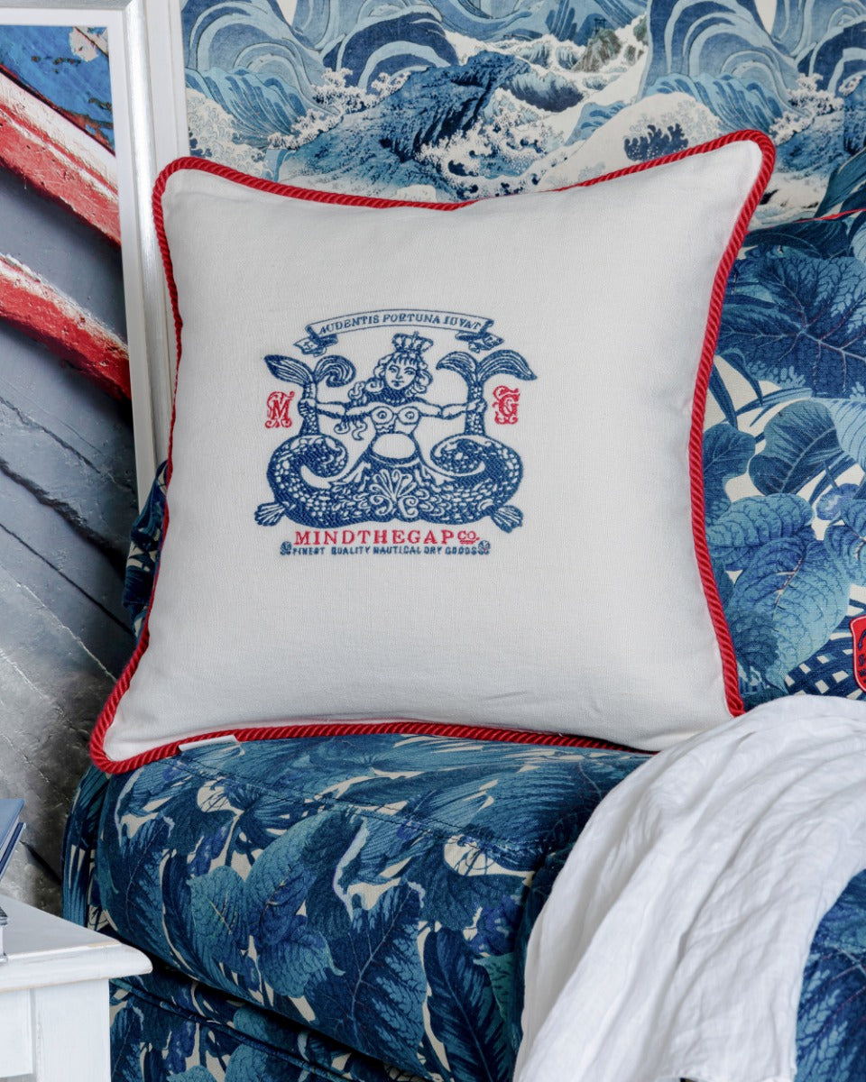 Siren linen embroidered pillow by Mind the Gap (LC40104), view 5