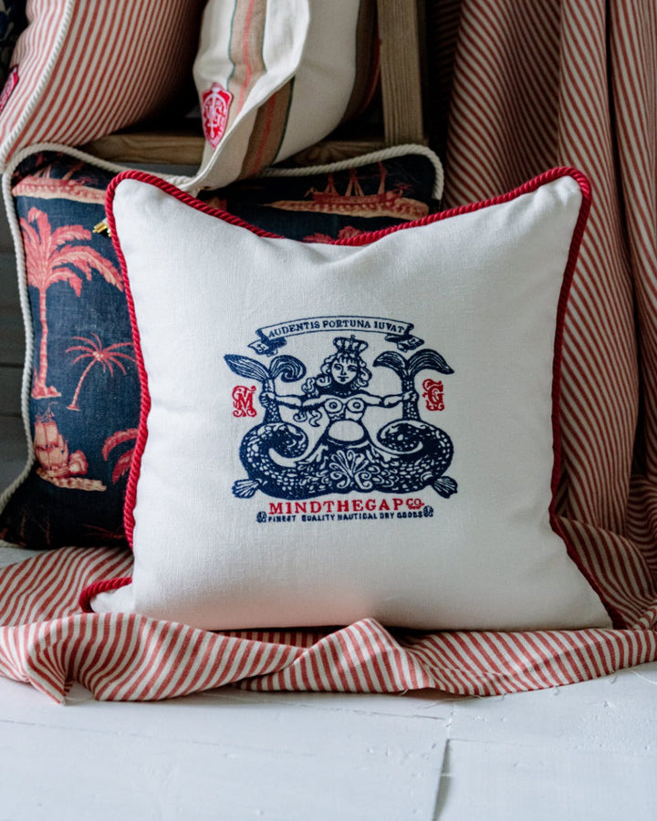 Siren linen embroidered pillow by Mind the Gap (LC40104), view 6