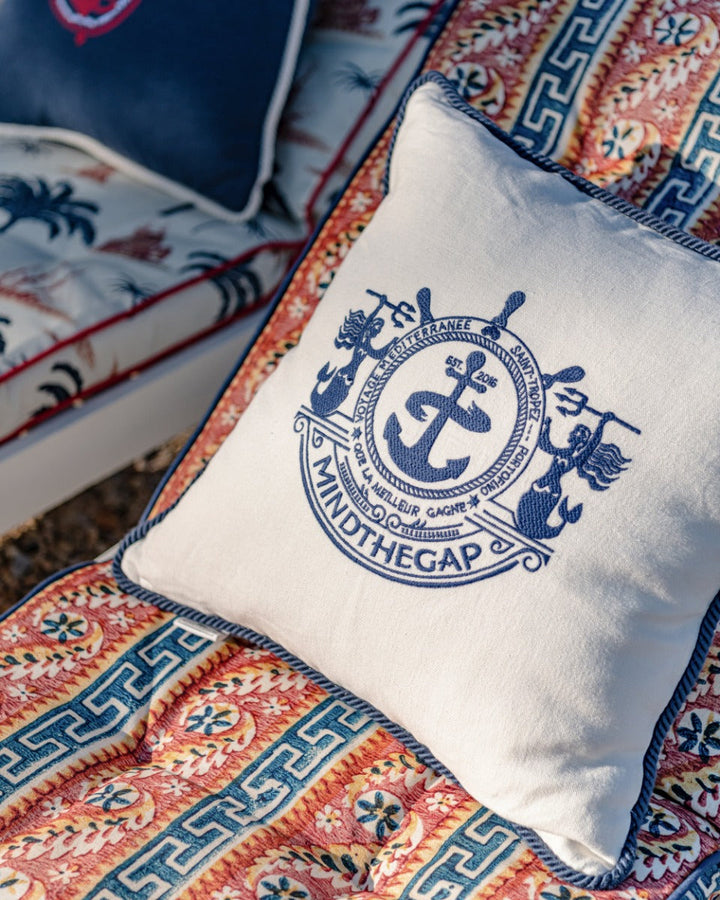 Voyage linen embroidered pillow by Mind the Gap (LC40105), view 5