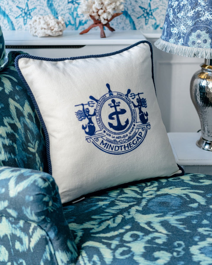 Voyage linen embroidered pillow by Mind the Gap (LC40105), view 6