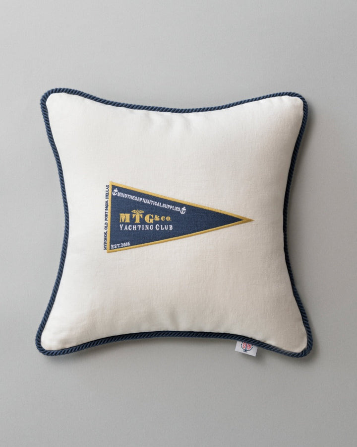MTG Yachting Club linen embroidered pillow by Mind the Gap (LC40107), front