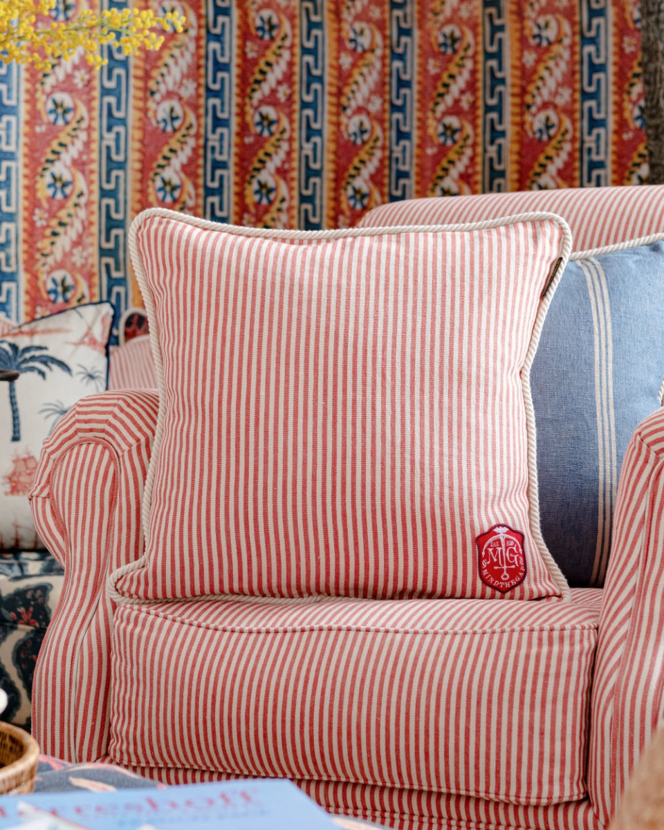 Rhubarb Stripe pillow by Mind the Gap (LC40117), view 3