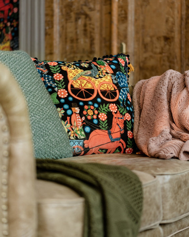 Fasnacht Anthracite velvet pillow by Mind the Gap (LC40182), view 3