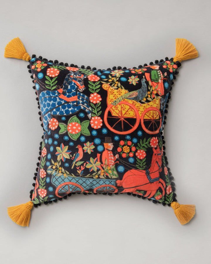 Fasnacht Anthracite velvet pillow by Mind the Gap (LC40182), front