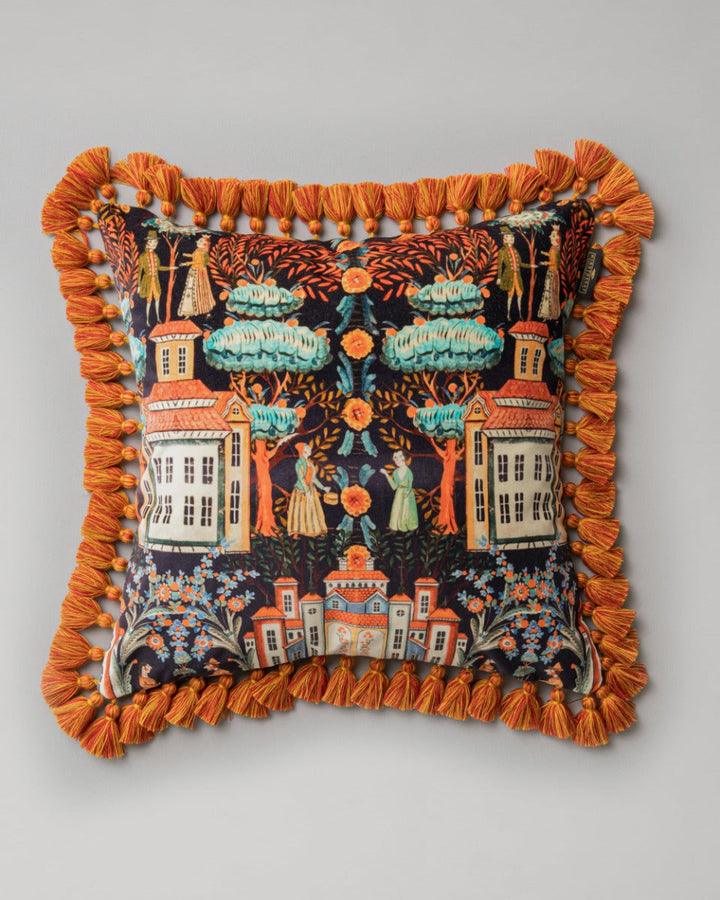 Tales Of Tyrol Peat Black velvet pillow by Mind the Gap (LC40194), front