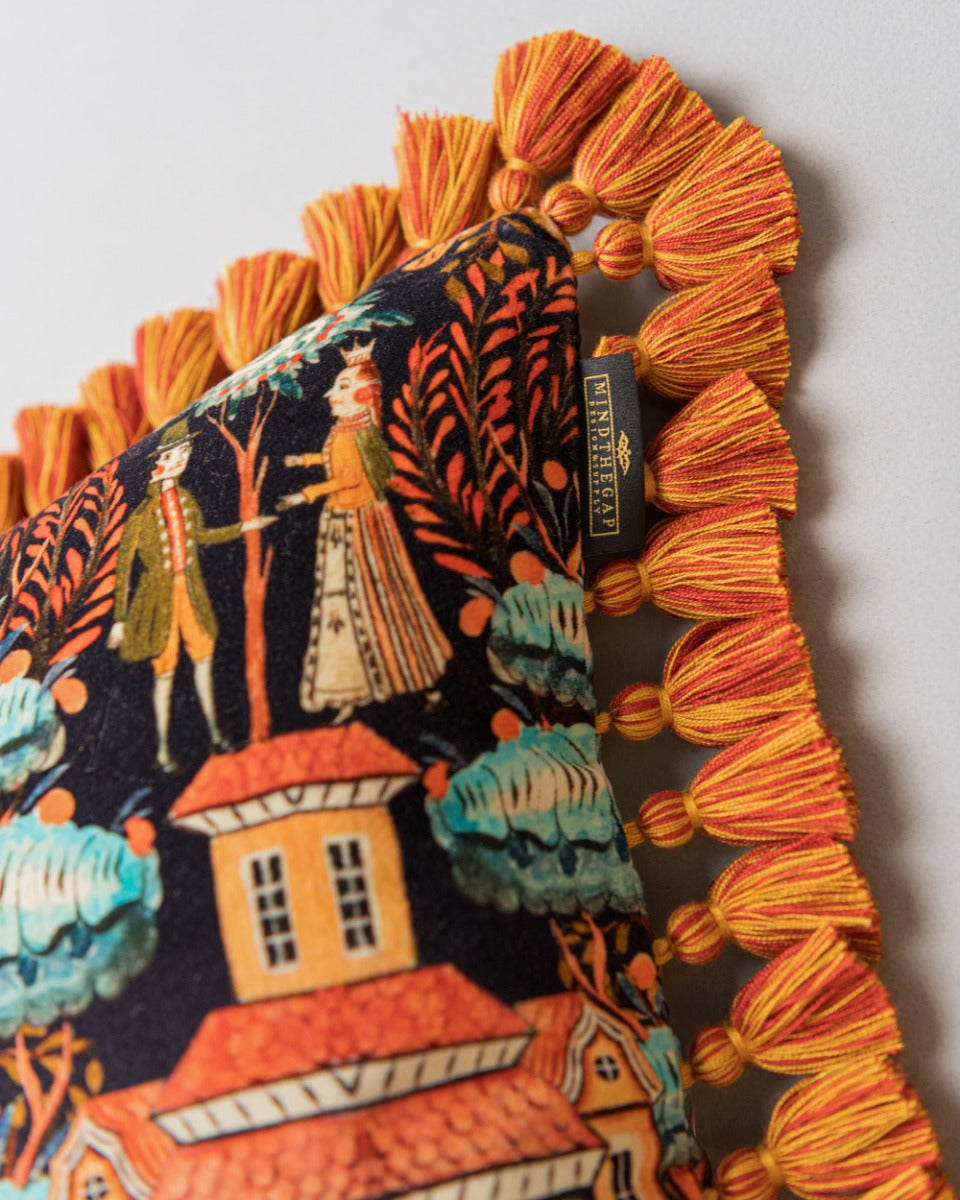 Tales Of Tyrol Peat Black velvet pillow by Mind the Gap (LC40194), view 2