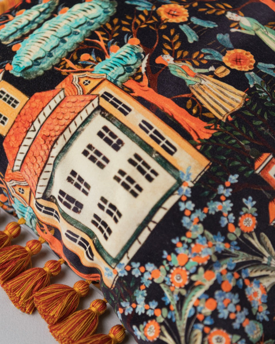 Tales Of Tyrol Peat Black velvet pillow by Mind the Gap (LC40194), view 3