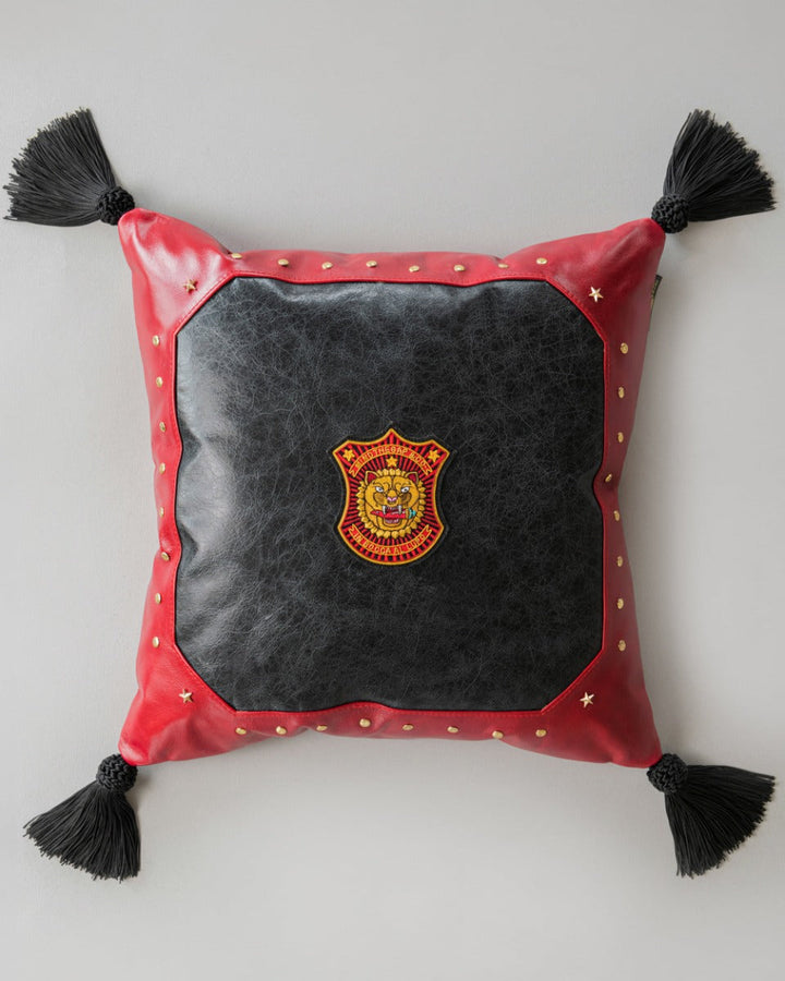 In Bocca Al Lupo Leather pillow by Mind the Gap (LC40210), front