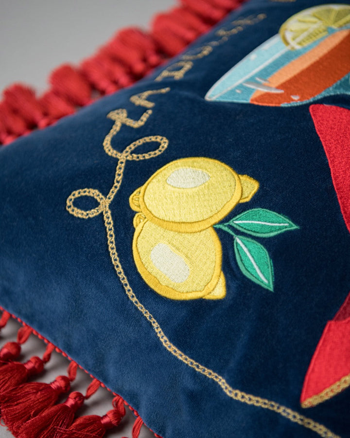 La Dolce Vita embroidered velvet pillow by Mind the Gap (LC40211), view 4