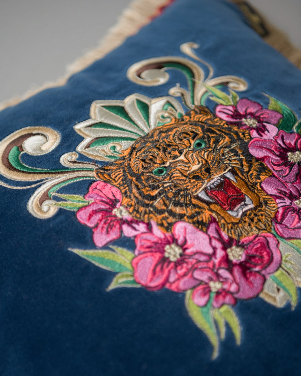 Roarrr embroidered velvet pillow by Mind the Gap (LC40212), view 3