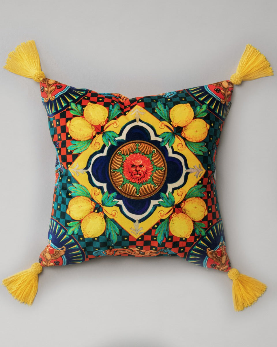 Amalfi Blue velvet pillow by Mind the Gap (LC40213), front